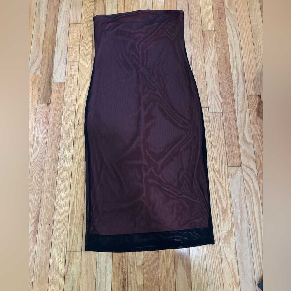 Strapless slip dress midi mesh wild fable size xl